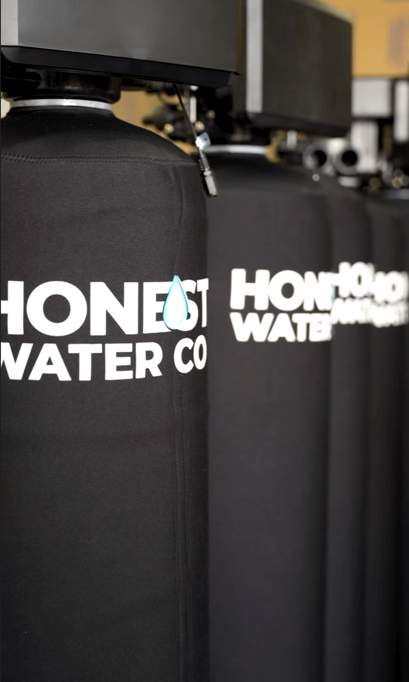 Row of custom water treatment tanks